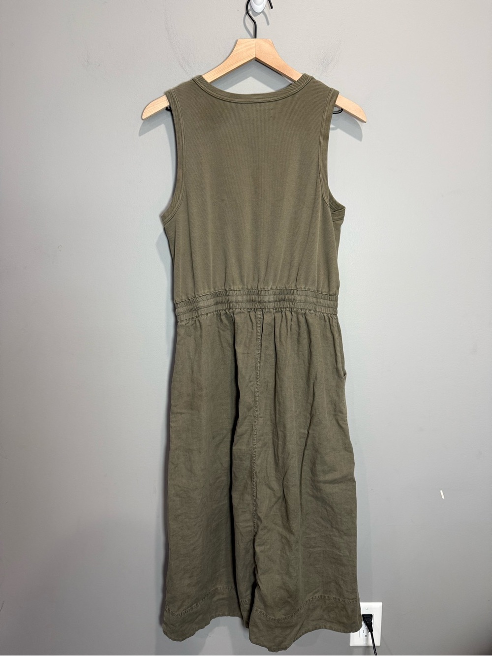 Michael Stars Wilhelmina Linen Blend Midi Dress M Olive Utility - Picture 6 of 8